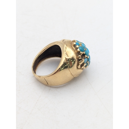 23 - A Victorian yellow gold and turquoise cluster ring tested as 18ct gold, size H, 8.4g
Location:R1
If ... 