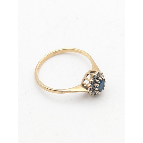 43 - A 9ct yellow gold diamond (stone missing) a topaz cluster ring, size O, weight 1.5g
Location:R1
If t... 