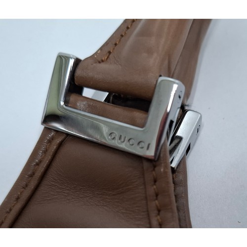 3 - Gucci- A brown Jackie Bardot leather shoulder bag having silver tone hardware, double handles, fabri... 