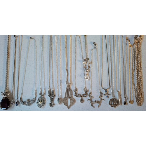 53 - A quantity of silver chains (min 41.5g). a Plenderleiths silver 2-tone necklace and matching bracele... 