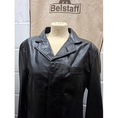 28 - Belstaff- A black leather jacket size Large (40