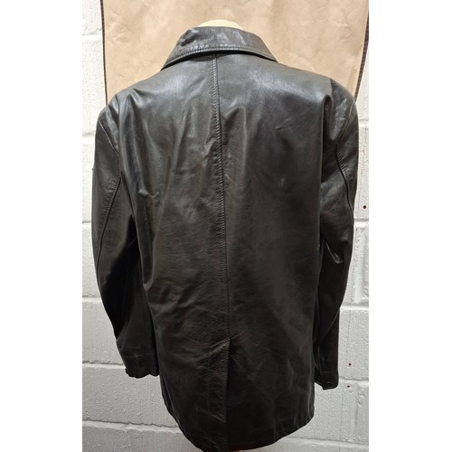 28 - Belstaff- A black leather jacket size Large (40
