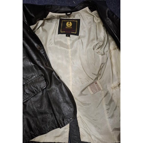 28 - Belstaff- A black leather jacket size Large (40