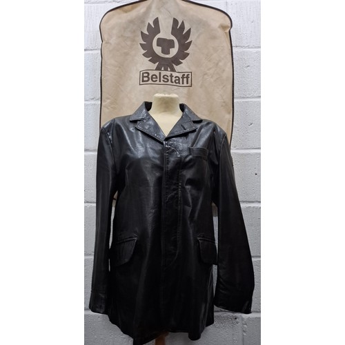 28 - Belstaff- A black leather jacket size Large (40