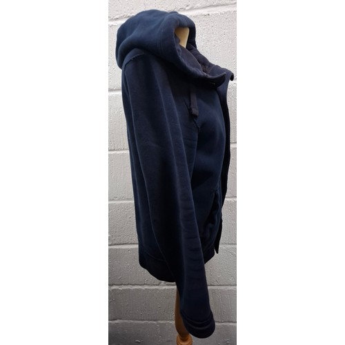 46 - Abercrombie & Fitch- A late 1990's gents navy Sherpa button front and lined hoody having white moose... 