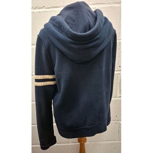 46 - Abercrombie & Fitch- A late 1990's gents navy Sherpa button front and lined hoody having white moose... 
