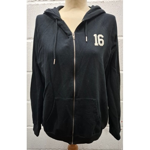 13 - Celine- A gents black cotton/cashmere zipped hoody with the number 16 printed to the front and back ... 