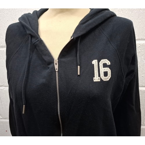 13 - Celine- A gents black cotton/cashmere zipped hoody with the number 16 printed to the front and back ... 