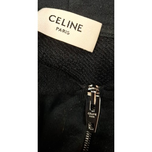 13 - Celine- A gents black cotton/cashmere zipped hoody with the number 16 printed to the front and back ... 