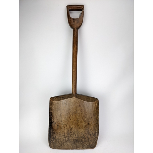 57 - A 19th century stained beech malt shovel with a wooden handle, 97cm high
Location:C3
If there is no ... 
