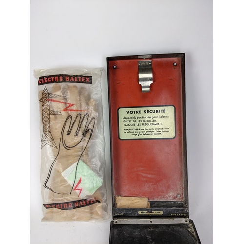 58 - A pair of 1960s French Naval Engineer's submarine insulation gloves by Electro Baltex  contained in ... 