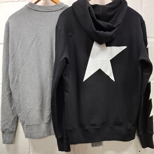 32 - Golden Goose- A gents grey sweatshirt with 'Golden' in red sequins to the front, size Medium (approx... 