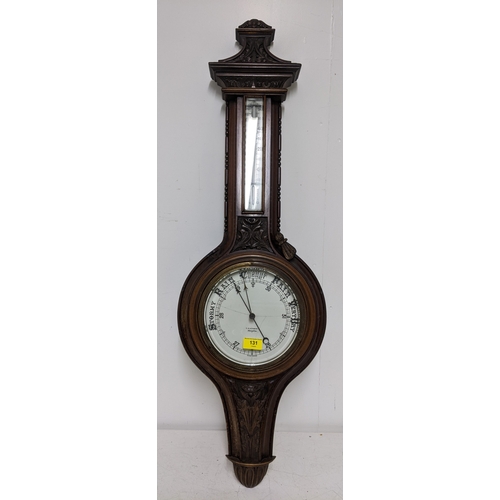 An T. Fattorini, Skipton, carved mahogany cased wheel barometer, pat.no ...