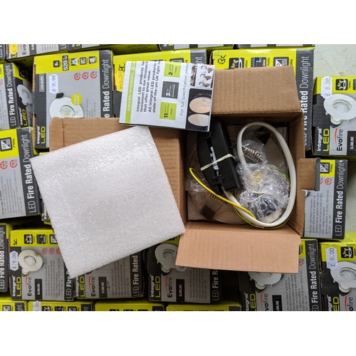 51 - A large quantity of integral LED Evofire Slimline LED fire rated downlights of various sizes, all bo... 