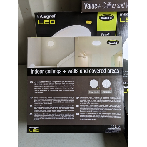 54 - Five boxed integral LED flush-fit ceiling/wall lights, all unused Location:BB
If there is no conditi... 