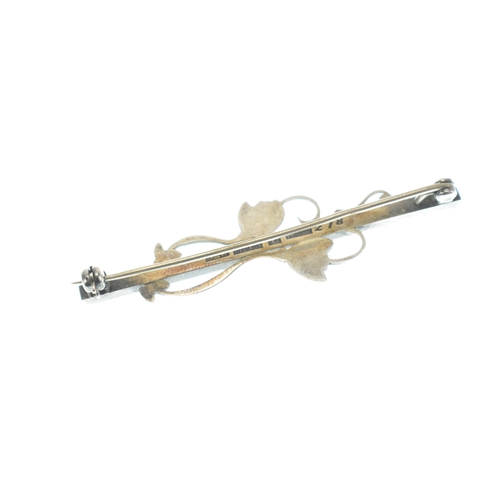 160 - A Georg Jensen silver tulip bar brooch, stamped Sterling 925 and with model no. 278, 58mm, 7.1 grams... 