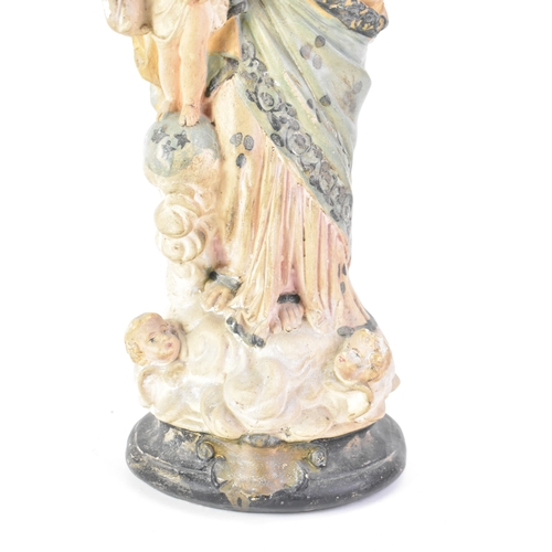 177 - An early/mid 20th century polychrome-painted plaster figure, depicting the Madonna and Child, both w... 