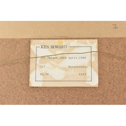 20 - Ken Howard, R.A. (1932-2022) A watercolour entitled 'The Salute, 10th April, 1990', signed to the lo... 
