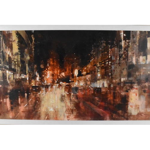 25 - **THIS LOT HAS BEEN WITHDRAWN** Paolo Fedeli – ‘Night’, street scene, mixed media on canvas, signed,... 