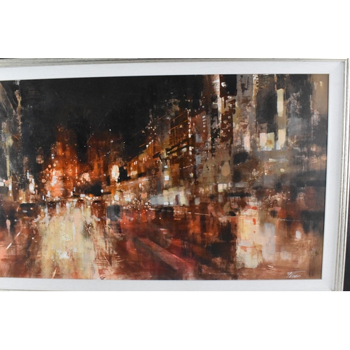 25 - **THIS LOT HAS BEEN WITHDRAWN** Paolo Fedeli – ‘Night’, street scene, mixed media on canvas, signed,... 