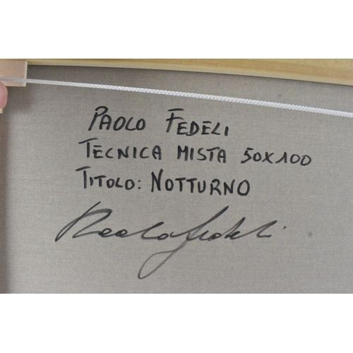 25 - **THIS LOT HAS BEEN WITHDRAWN** Paolo Fedeli – ‘Night’, street scene, mixed media on canvas, signed,... 