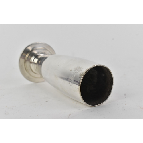 33 - A circa 1930s Cunard White Star silver plated bud vase, made for SS Queen Mary, White Star Line, of ... 