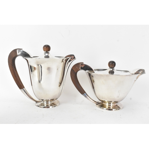 42 - An Art Deco four piece silver plated tea and coffee service, comprising a teapot, coffee pot, sugar ... 