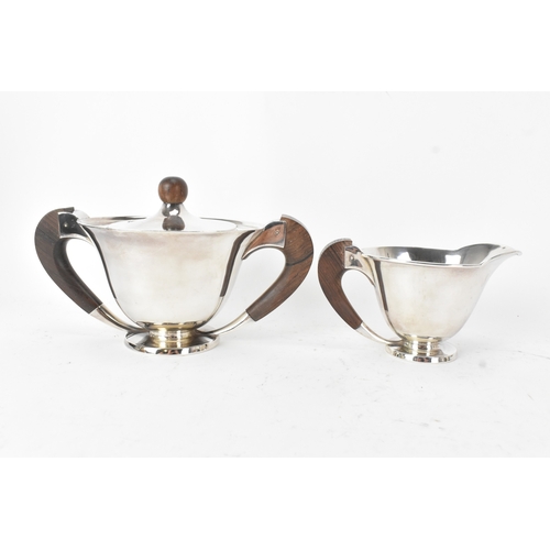 42 - An Art Deco four piece silver plated tea and coffee service, comprising a teapot, coffee pot, sugar ... 