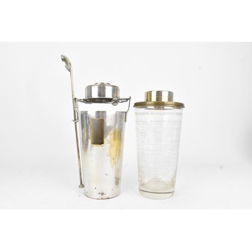 43 - An Art Deco French silver-plated 'The Barman' cocktail shaker, of tapering form with a stepped lid, ... 