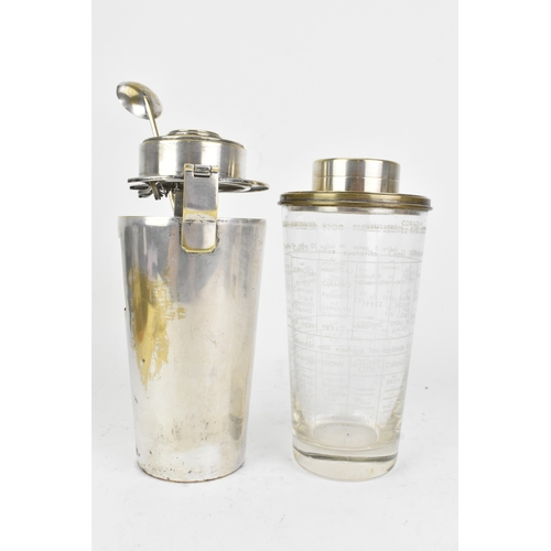 43 - An Art Deco French silver-plated 'The Barman' cocktail shaker, of tapering form with a stepped lid, ... 