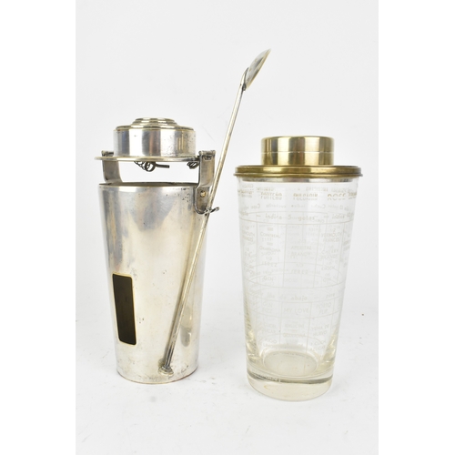 43 - An Art Deco French silver-plated 'The Barman' cocktail shaker, of tapering form with a stepped lid, ... 