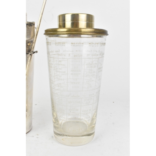 43 - An Art Deco French silver-plated 'The Barman' cocktail shaker, of tapering form with a stepped lid, ... 