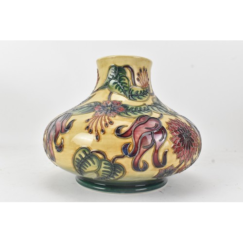 171 - A Moorcroft pottery vase, in the 'Tahiti' pattern designed by Nicholas Slaney, of squat form, marks ... 