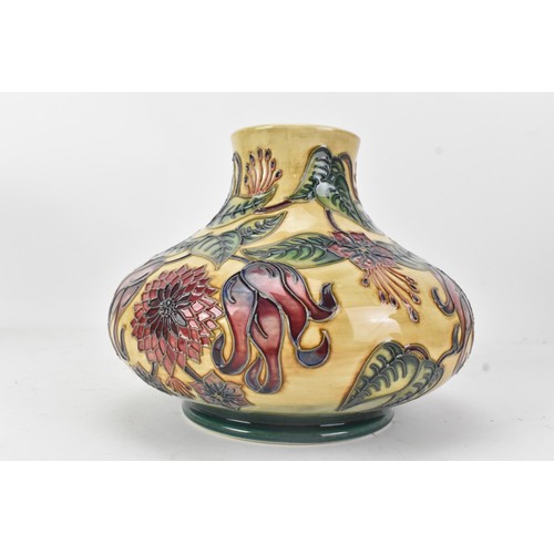 171 - A Moorcroft pottery vase, in the 'Tahiti' pattern designed by Nicholas Slaney, of squat form, marks ... 