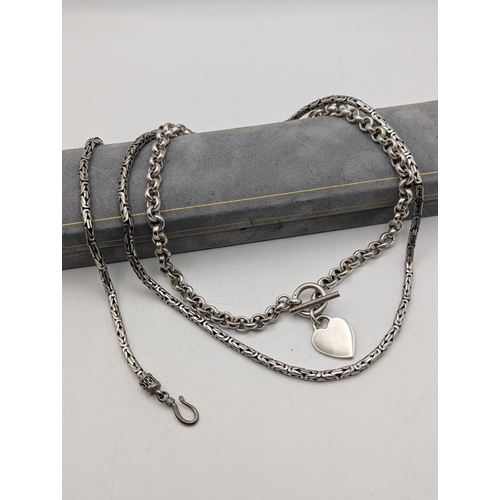 34 - Silver jewellery to include a Byzantine chain 46.5cm L together with a matching bracelet 18.5cm L to... 