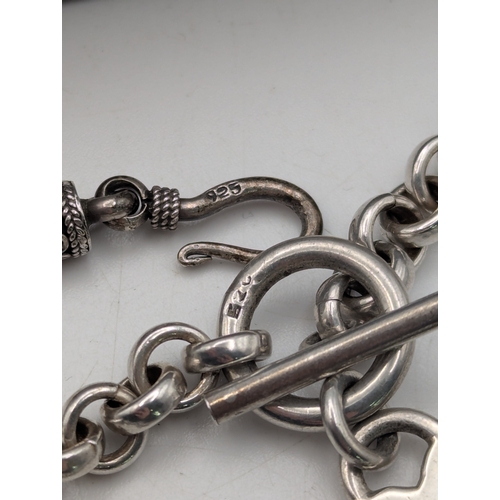 34 - Silver jewellery to include a Byzantine chain 46.5cm L together with a matching bracelet 18.5cm L to... 