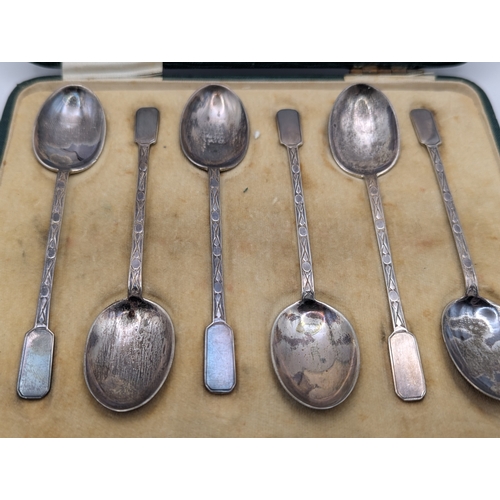 4 - A set of six Mappin and Webb tea spoons hallmarked Sheffield 1918 in a fitted box, 54.7g
Location: A... 