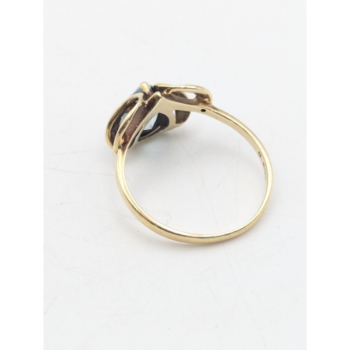 48 - A 14ct yellow gold ring set with a pear cut topaz and diamonds, size T, 3.8g
Location: R1
If there i... 
