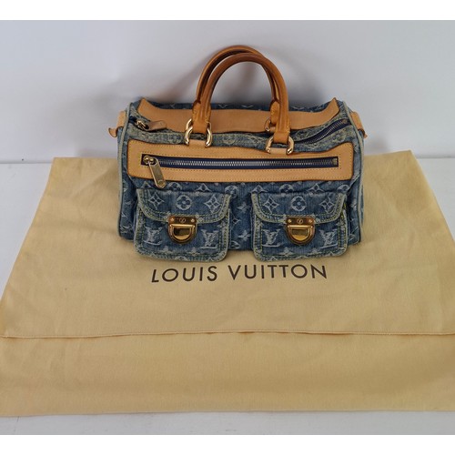3 - Louis Vuitton- A Neo Speedy handbag in blue cloth denim with monogram design date stamp code SP0096,... 