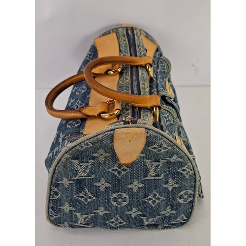 3 - Louis Vuitton- A Neo Speedy handbag in blue cloth denim with monogram design date stamp code SP0096,... 