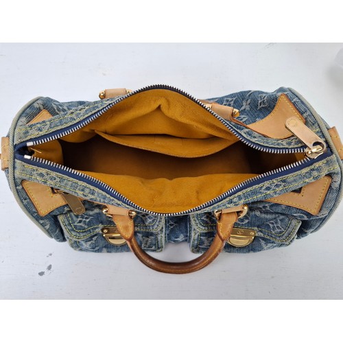 3 - Louis Vuitton- A Neo Speedy handbag in blue cloth denim with monogram design date stamp code SP0096,... 