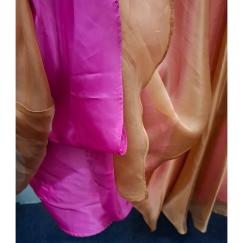46 - Anthony Price-A 1980's burnt orange ball gown with gold and panelled bodice with pink bead embroider... 