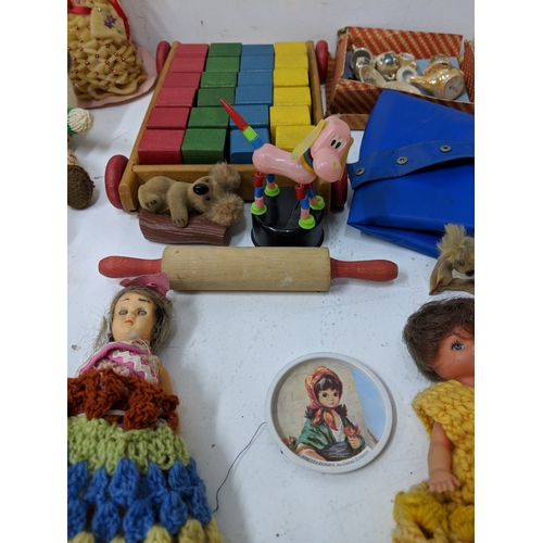 10 - Mixed toys to include some soft examples to include a skipping rope, building blocks, a tiny tears d... 
