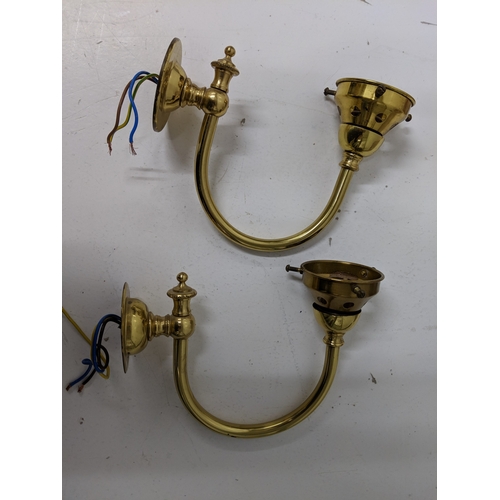 2 - A Tiffany style coloured glass ceiling hanging light together with a pair of Christopher Wray wall l... 