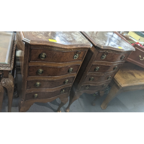 37 - Small furniture to include a pair of mid 20th century reproduction walnut bedside tables having four... 