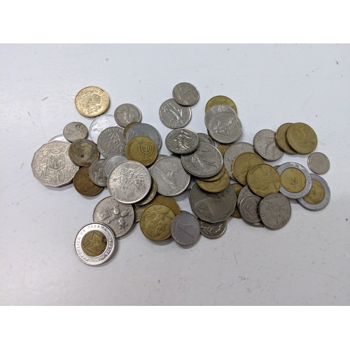 8 - Assorted coinage to include some British, some other examples from overseas and a pre-decimal coin d... 