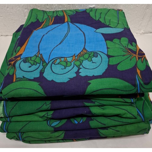28 - Liberty- 4 pairs of blue and green 'Regency Tulip' curtains based on the original design by Lindsay ... 