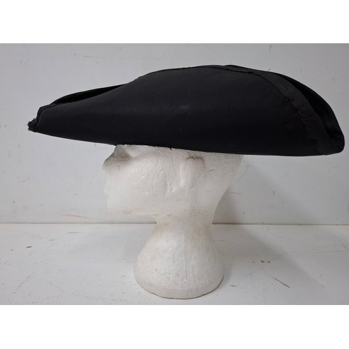 41 - A vintage Ede & Ravenscroft Judicial black Tricorn fabric hat A/F measures 13