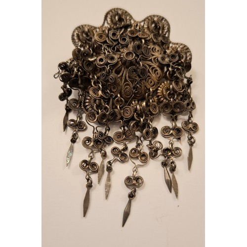 37 - A late 19th Century Norwegian Knut Andreas Rasmussen Christiana white metal filigree brooch approx 5... 