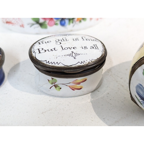 18th century and later enamel Patch boxes A/F and a lid, together with ...